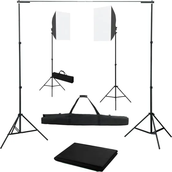 vidaXL fotostudiest med softbox og justerbar baggrund (300 cm)