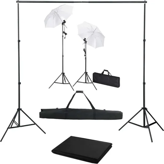 vidaXL Fotostudiest med baggrund, lamper og paraplyer (max 300 cm)