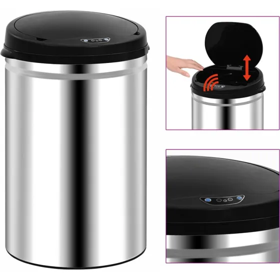 vidaXL affaldsspand med sensor 30 l, rustfrit stl
