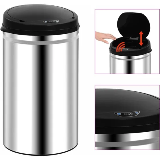 vidaXL affaldsspand med sensor 40 l, rustfrit stl