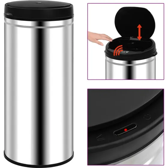 vidaXL affaldsspand med sensor 80 l, rustfrit stl