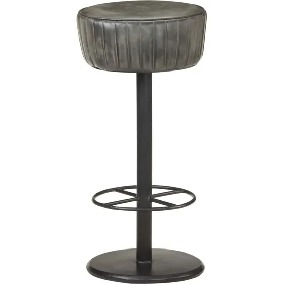 vidaXL barstol i gte lder, rustikgr med stlstel