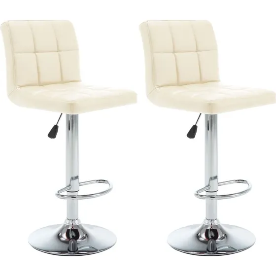 vidaXL barstole 2 stk. kunstlder creme med gaslft