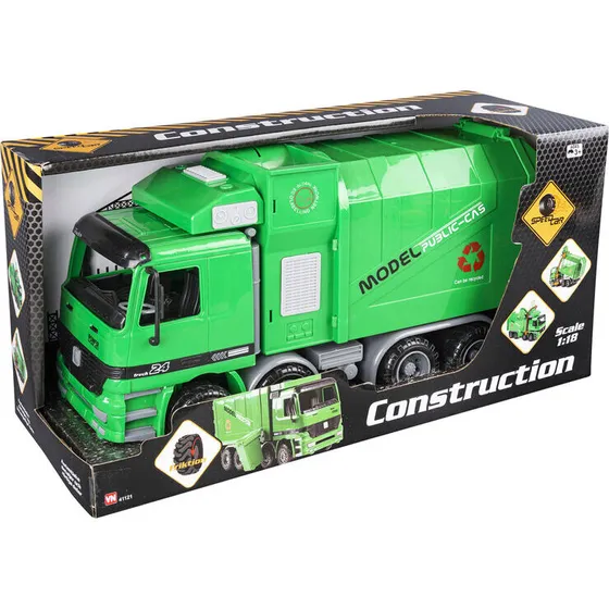 Speed Car skraldebil 1:18 med friktion og 8 hjul