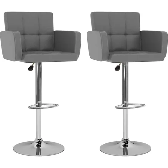vidaXL Barstole 2 stk. kunstlder gr, krom stel