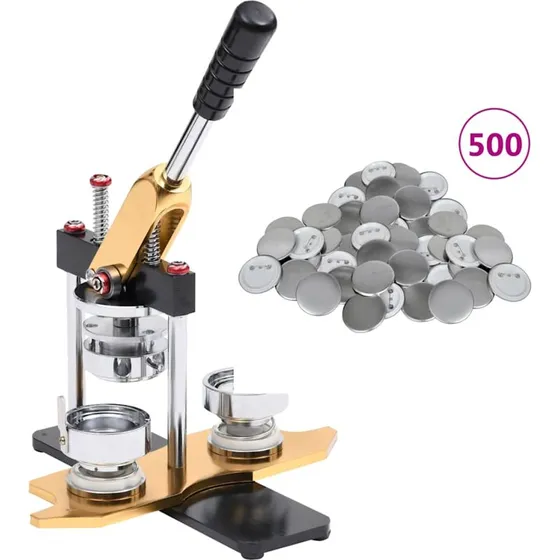 vidaXL badgemaskine 44 mm med 500 knapdele og nl bagp