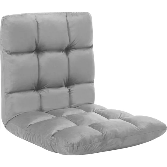 vidaXL Foldbar gulvstol i mikrofiber, lysegrå