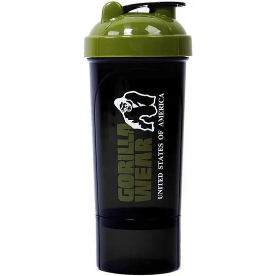Gorilla Wear Shaker Compact Sort/Hærgrøn 400 ml + 100 ml