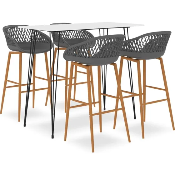 vidaXL barsæt 5 dele hvid/grå (bord + 4 barstole)