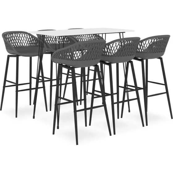 vidaXL barst 7 dele  hvid/gr MDF med metalstel