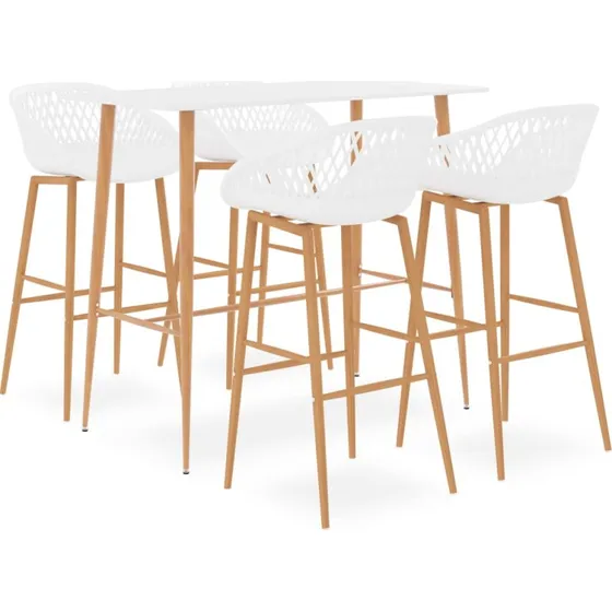 vidaXL barst 5 dele hvid (barbord + 4 barstole)