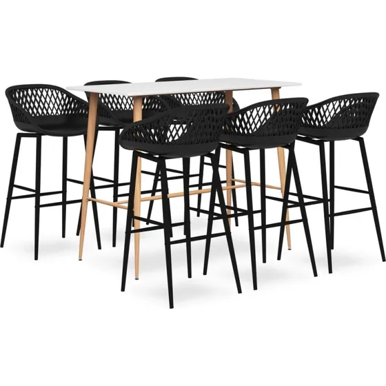 vidaXL Barst 7 dele, hvid og sort