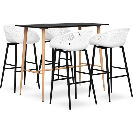 vidaXL barsæt 5 dele sort/hvid – barbord + 4 barstole