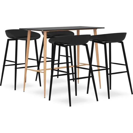 vidaXL barst 5 dele sort (barbord + 4 barstole)