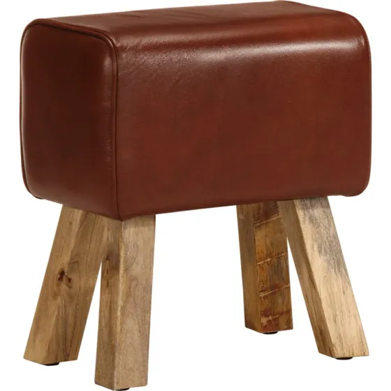 vidaXL Bnk 38 cm  gte lder & massivt mangotr, brun