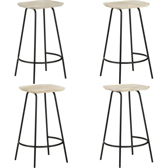 vidaXL barstole 4 stk. massivt mangotr, afbleget