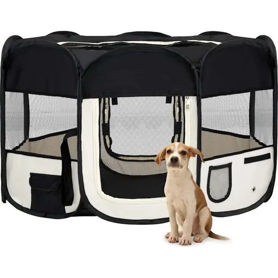 vidaXL foldbar hundegård 125x125x61 cm sort