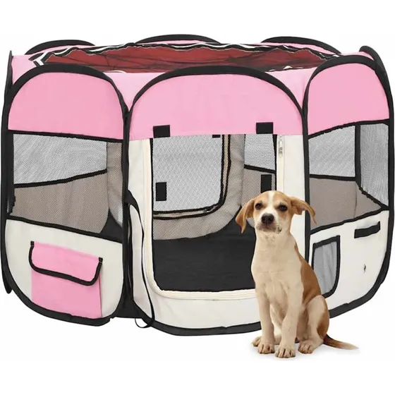 vidaXL foldbar hundegård 90x90x58 cm - pink