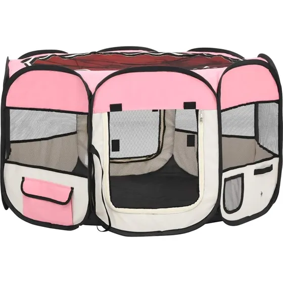 vidaXL foldbar hundegård 110x110x58 cm lyserød