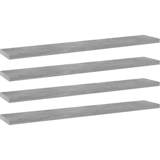 vidaXL boghylder 4 stk. 60x10x1,5 cm konstrueret træ betongrå