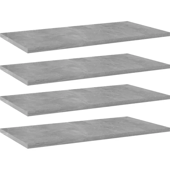 vidaXL boghylder 4 stk. 60x30x1,5 cm konstrueret træ betongrå