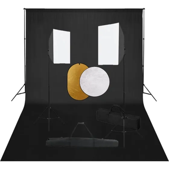 vidaXL Fotostudiest med softbox, baggrund og reflektor