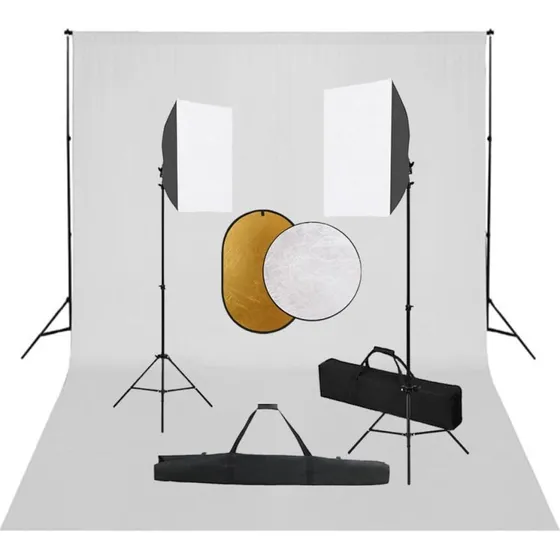 vidaXL Fotostudiest med softbox, baggrund og reflektor