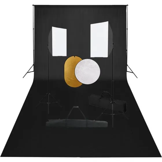 vidaXL Fotostudiest med softbox, baggrund og reflektor