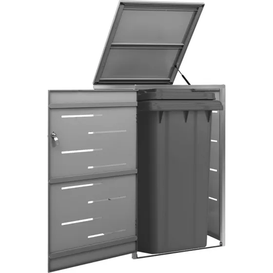 vidaXL skraldespandsskjuler 69x77,5x112,5 cm rustfrit stl, antracit