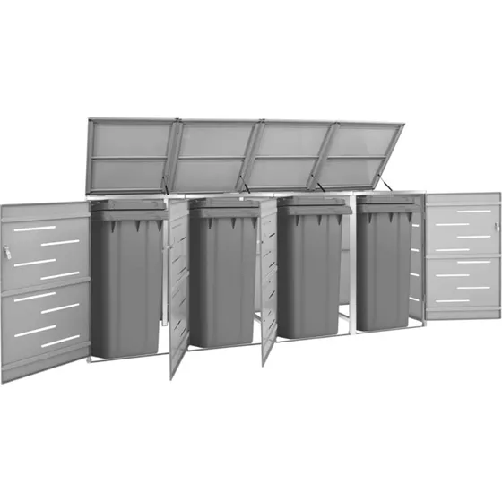 vidaXL firedobbelt skraldespandsskjuler 276,577,5112,5 cm, rustfrit stl