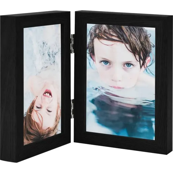 vidaXL folderamme til 2 billeder (2x13x18 cm) sort