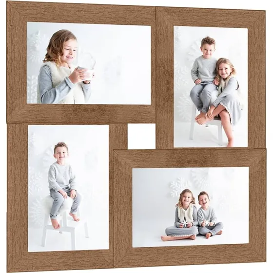 vidaXL billedramme til 4x 13x18 cm, MDF lys brun