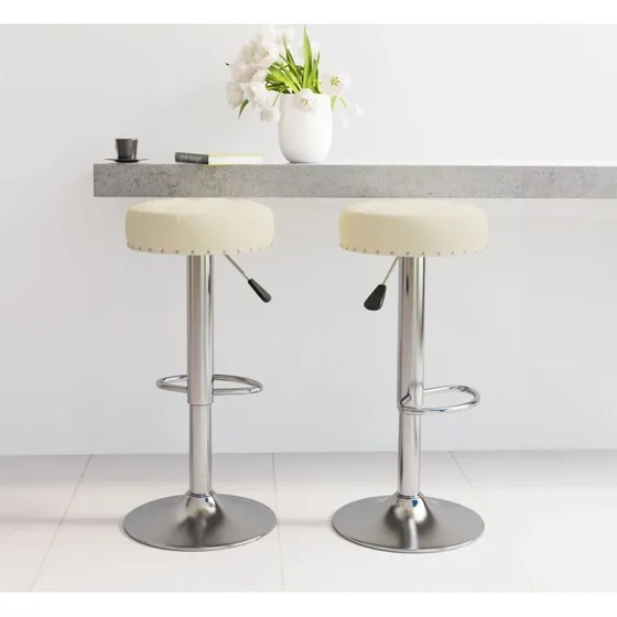 vidaXL barstole 2 stk. – cremefarvet stof, justerbare