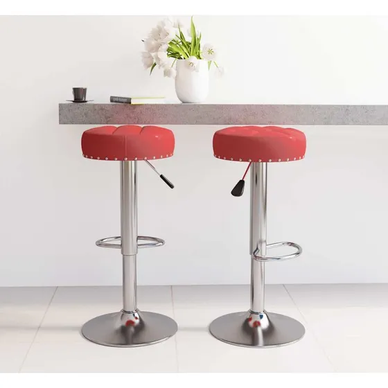 vidaXL barstole 2 stk. stof vinrød, højdejusterbare med fodstøtte