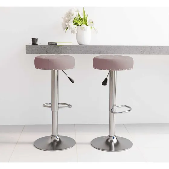 vidaXL barstole 2 stk. stof gråbrun med gaslift