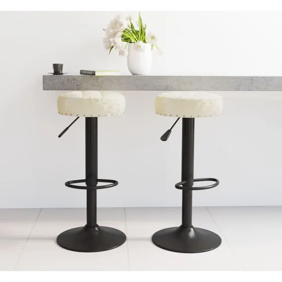 vidaXL barstole 2 stk. fløjl creme - højdejusterbare