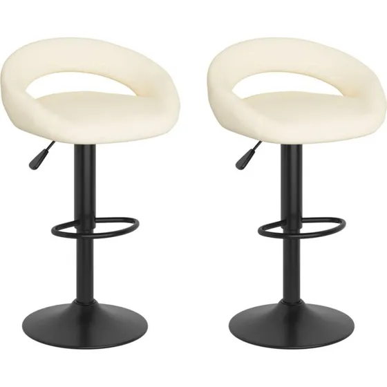 vidaXL barstole 2 stk. fljl creme - justerbare