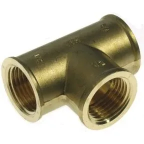 Tee messing 3/8" med indvendigt rørgevind (42,4 mm)
