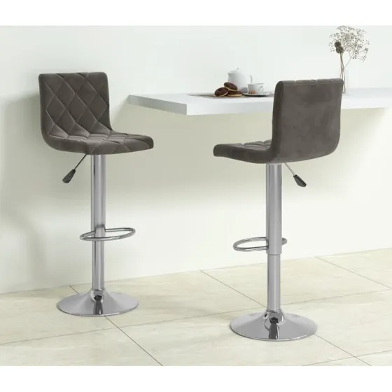 vidaXL 2 stk. barstole i mrkegrt fljl, justerbare og drejelige