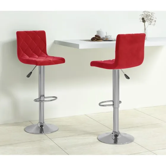 vidaXL barstole 2 stk. fløjl vinrød – højdejusterbar & drejelig