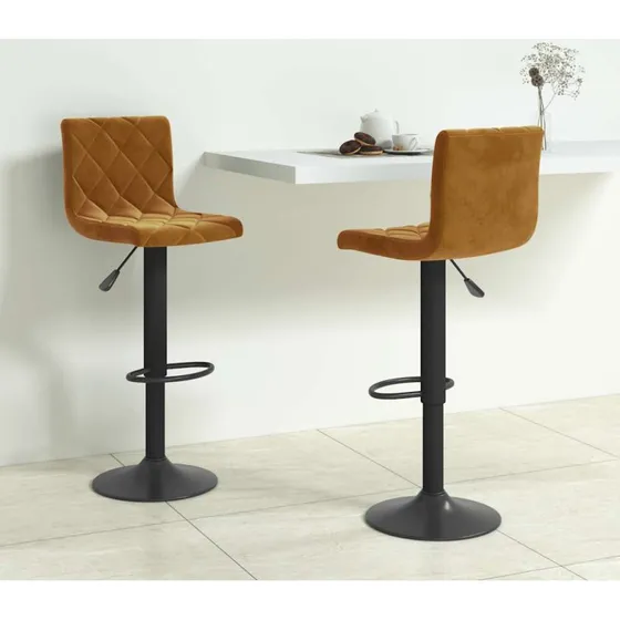 vidaXL barstole 2 stk. fløjl brun - højdejusterbare, 360°