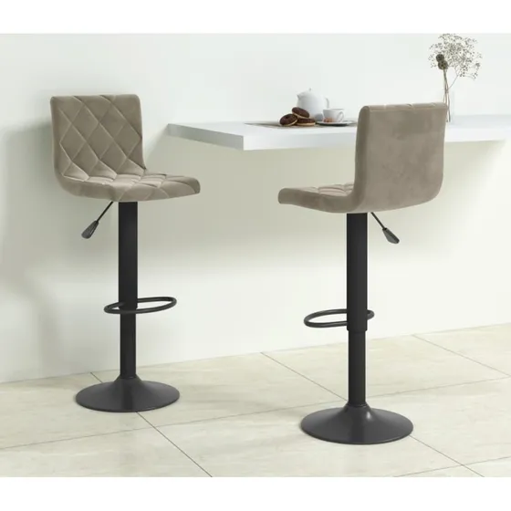 vidaXL barstole 2 stk. fljl lysegr, krom stel