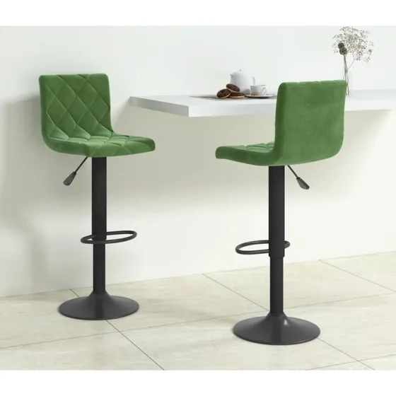 vidaXL Barstole 2 stk. fløjl mørkegrøn — justerbare & drejelige