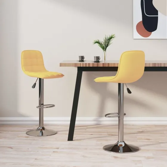 vidaXL barstole 2 stk. stof gul, hjdejusterbare 360