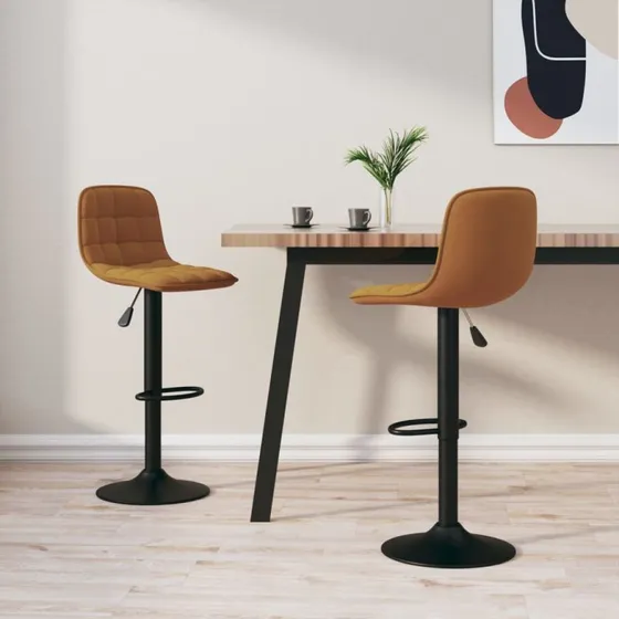 vidaXL barstole 2 stk. fløjl brun, justerbare 360°