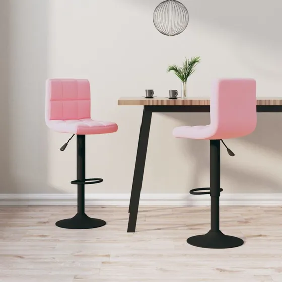 vidaXL barstole 2 stk. fløjl pink, justerbare 360°