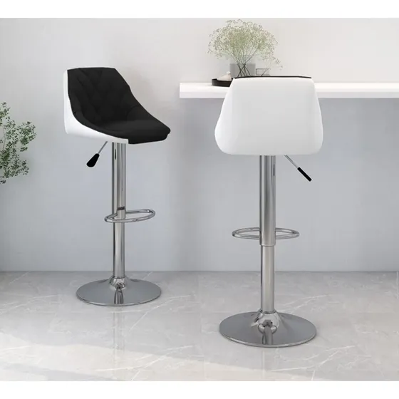 vidaXL barstole 2 stk. kunstlder sort/hvid, justerbare