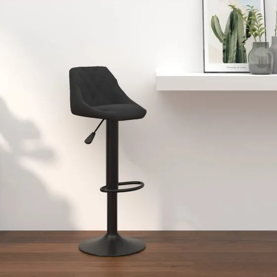 vidaXL barstol fløjl sort — justerbar og 360° drejelig