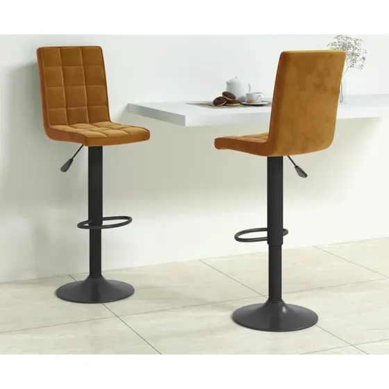 vidaXL barstole 2 stk. fløjl brun, justerbare