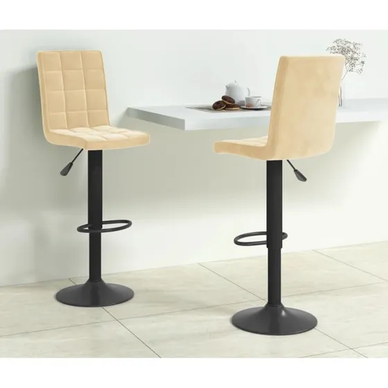 vidaXL barstole 2 stk. fløjl creme